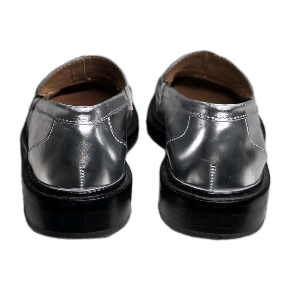 Madewell Womens Leather Size 6.5 Penny Loafer In Metallic Silver - Picture 4 of 10